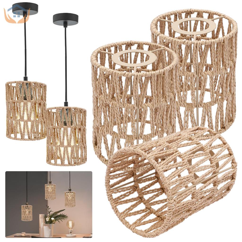 3 Pack Decorative Small Lamp Shade Stylish Woven Light Shade Handwoven Pendant Light Cover for Table Lamp SHOPSKC6293