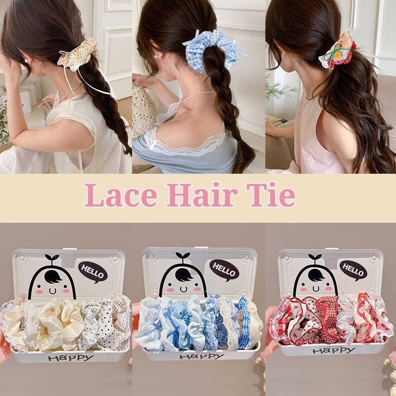 Korean Fashion Lace Large Intestine Hair Tie Women's High-end 2026 New Rubber Band Hair Accessories