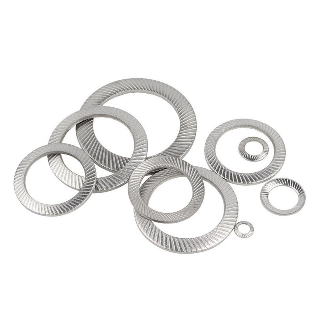 304 Stainless Steel Bite Type Toothed Anti-Loose Anti-Slip Locking Anti-Slip Locking Screw Gasket Double Stack Self-Locking Anti-Locking Gasket M3/M4/M5/M6/M8/M