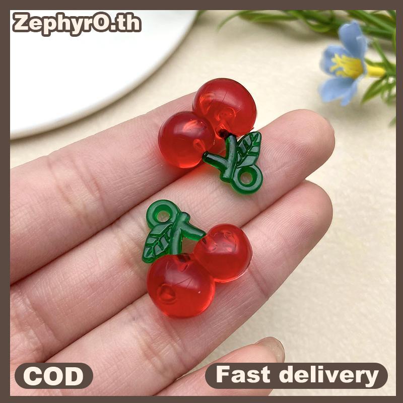 null 10Pcs Transparent Resin Red Cherry Strawberry Pendants For Women Bracelet Nelace DIY Jewelry Making Accessories null