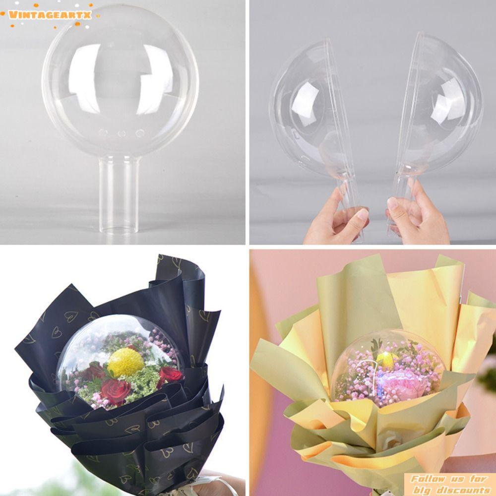 VINTAGEARTX Bouquet Holder, Acrylic DIY Flower Packing Box, Fashion Round Transparent Bobo Balloons Stand Wedding Birthday Party Decorations