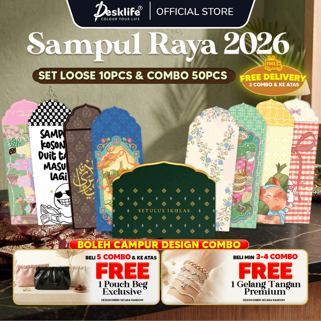 2026 Sampul Duit Raya Exclusive (10/50pcs) - (PKT) Sampul Raya Murah Angpau Aidilfitri Viral JomRaya