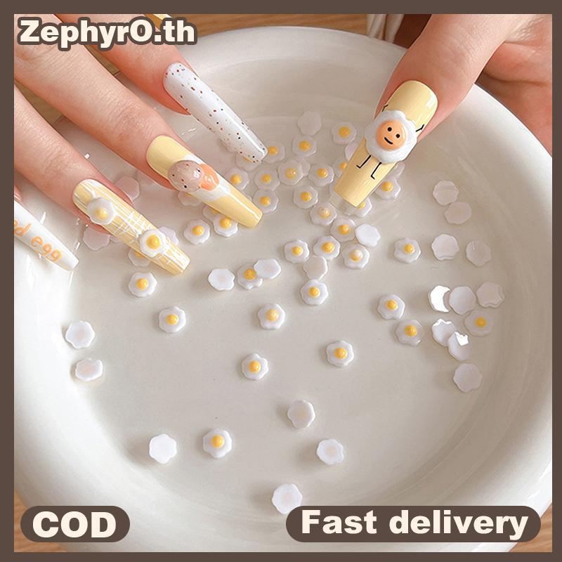 null 20pcs/Bag Mini Poached Eggs 3D Nail Art Decorations Cute Poached Eggs Nails Charms Designs DIY Resin Nail Accessories null