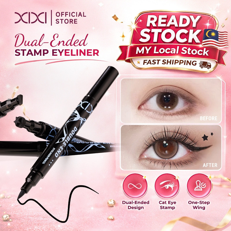 Xixi 2-in-1 Eyeliner Pencil with Seal Stamp High Pigmented for cat eye and winged Eye makeup Cosmetics d-753
