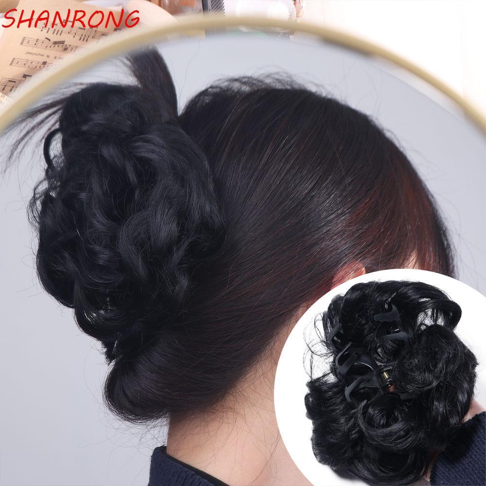 SHANRONG Messy Curly Chignon, Fake Hair Bride Hairpiece Synthetic Hair Bun, Hair Accessories Fasion Retro Hair Extensions Claw Hair Bun Women