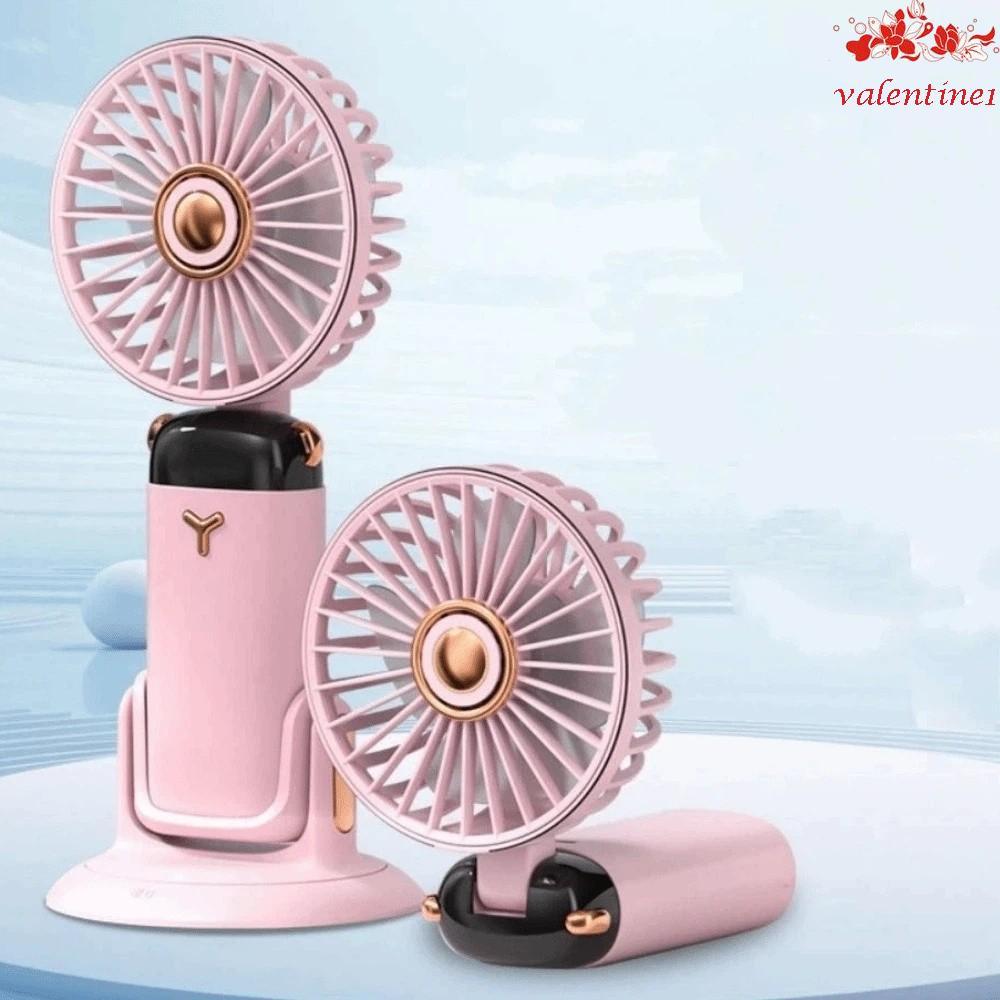 VALENTINE1 Mini Adjustable Fan, LED Digital Display 2400mAh Handheld Folding Fan, Multi-Functional Adjustable Bracket Ice Cooling USB Rechargeable Air Conditioner Fan Travel Use