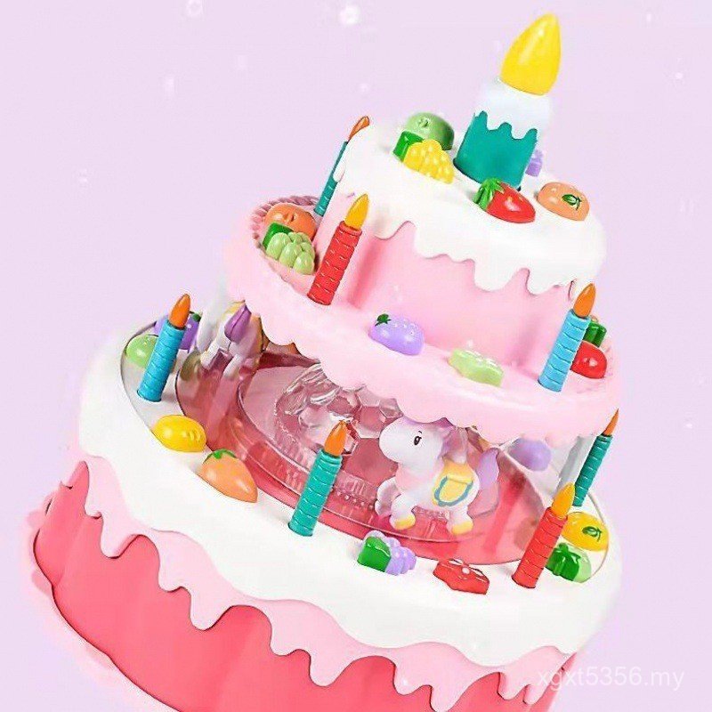 Music Male Real Electric Children's Birthday Cake Sound Blow-out Girl Simulation Cake Can Toy Play House AGVX