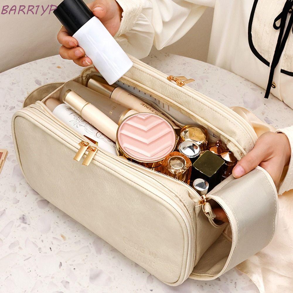BARR1YP Makeup Bag, Double Zipper Luxurious Skincare Storage Pouch, Fashion Large Capacity Waterproof Handbag Travel Cosmetics Bag Outdoor