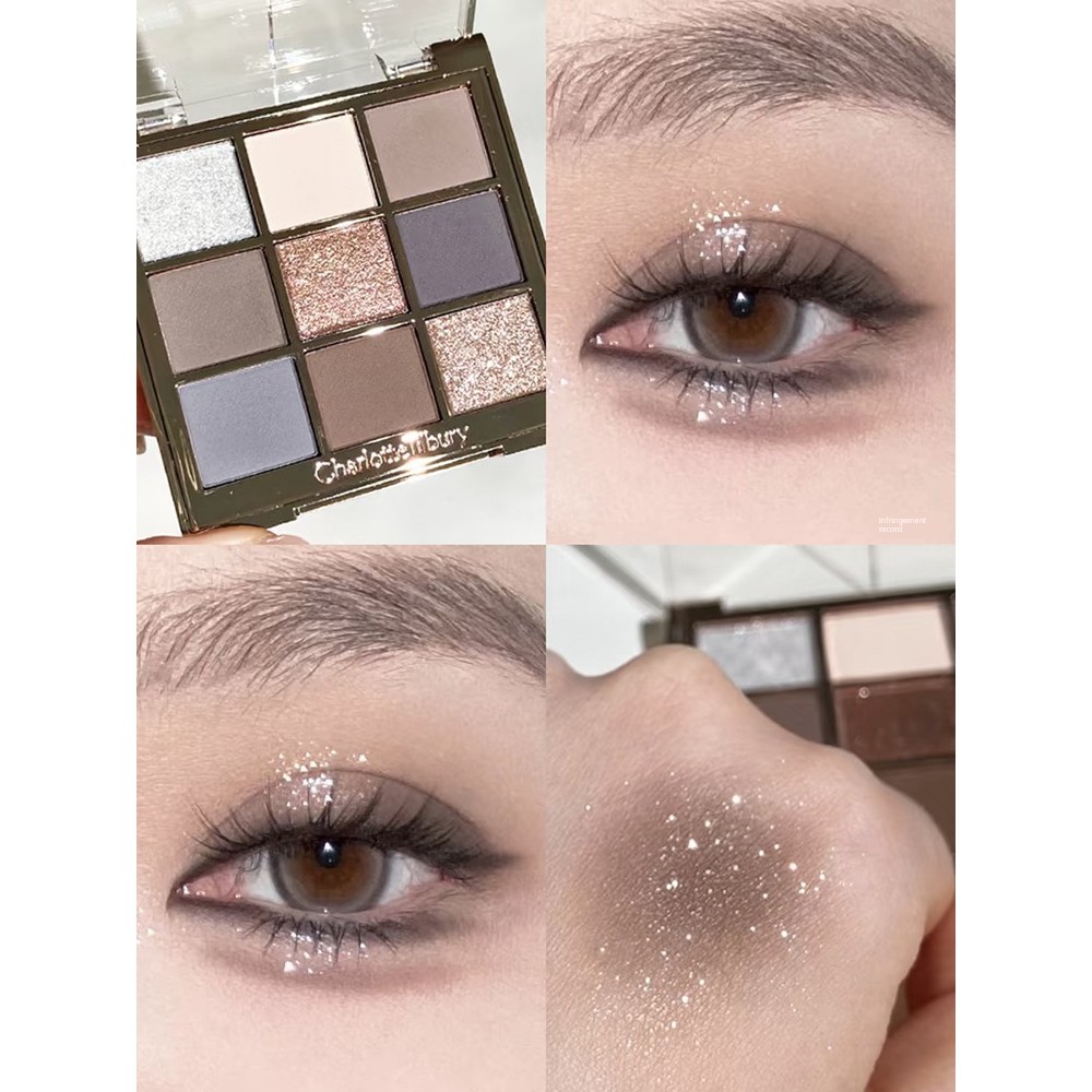eyeshadow palette makeup pallete CT Jiugongge 9 warna eyeshadow palet sampel warna, pengubahsuaian mata, penyahgaraman, keajaiban padang hijau, menelan kelabu sejuk, meat warna mudah
