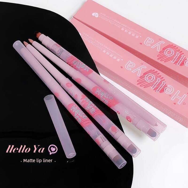 lip liner Hello ya pelapik bibir berkabut, garis besar dua kepala, bentuk bibir, warna tahan lama, pemula, ulat sutera berbaring, sebatan pelbagai guna