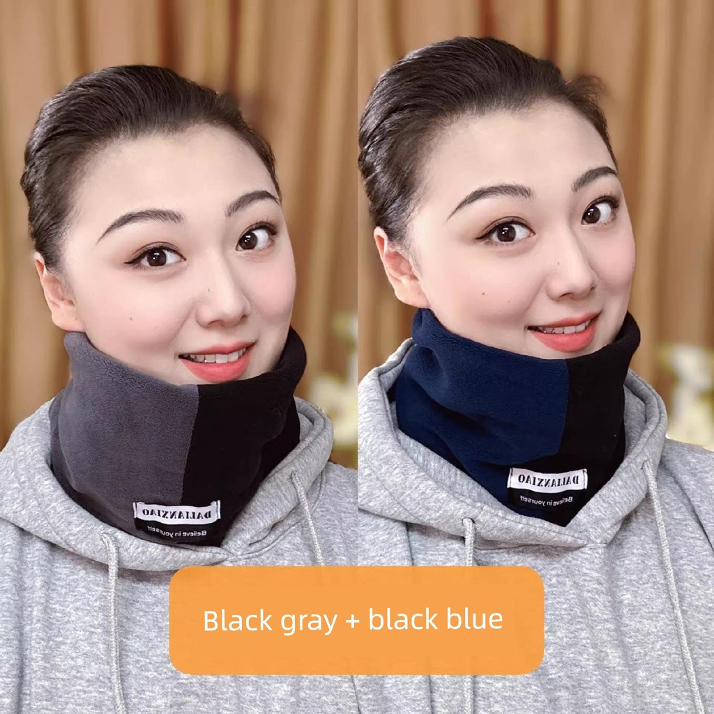 printed shawl shawl organza Selendang leher lelaki mudah padan musim sejuk 2025 model baharu, topeng muka wanita, sarung leher pelindung, selendang kecil berbulu halus pemanas, versi lelaki dengan gabungan warna.