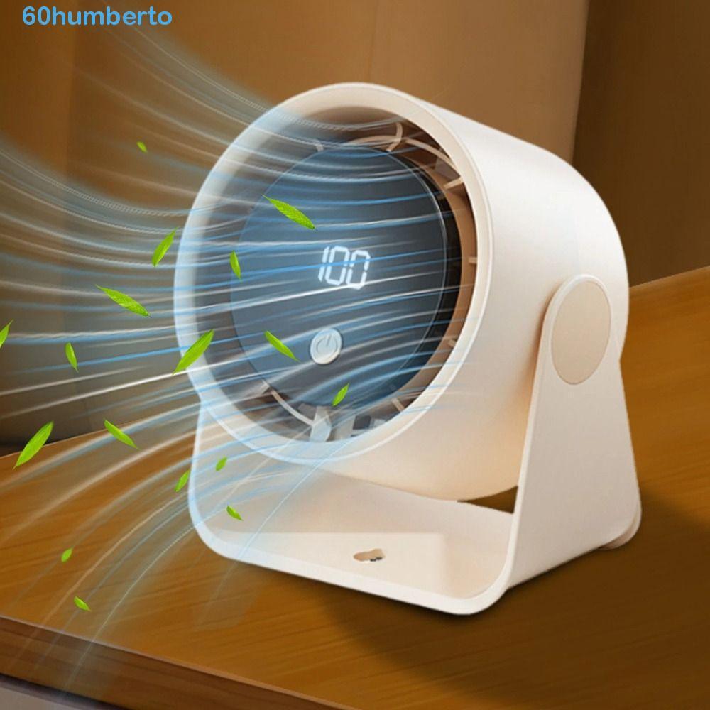 HUMBERTO Mute Fan, Adjustable Angle Silent Operation Desktop Fan, Cool Fan Small Size Portable 5-speed Adjustment Digital Fan Bedroom Use