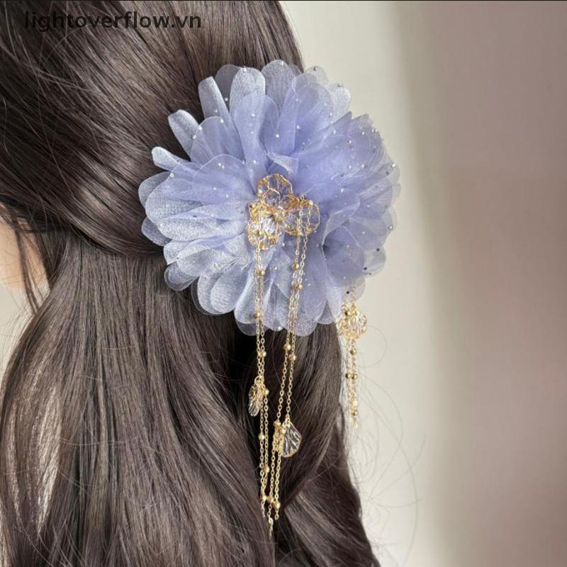 [lightoverflow] Fashion Mesh Butterfly Flower sel Grasping Clip For Women Ponytail Barrettes Headwear Hair Accessories [VN]