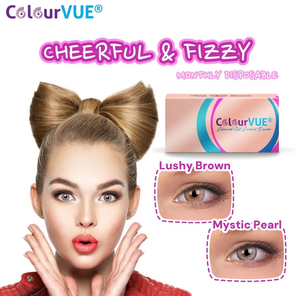 ( 2 PCS) Maxvue ColourVUE Cheerful & Fizzy 1 Month Monthly Disposable Cosmetic Color Contact Lenses 2/2