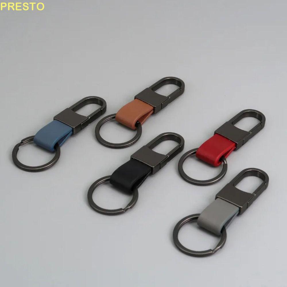 PRESTO Leather Fur Keychain, Alloy Anti-Lost Leather Waist Hanging Key Chain, Fashion Durable Business Style Carabiner Holder Car Trinket Keyring Car Accessories