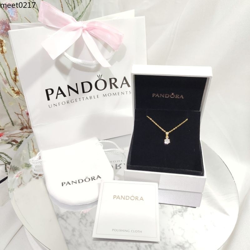 Valentine's Day gift Gold Pandora Sparkling Diamond Stone Necklace With Premium Pandora Packaging