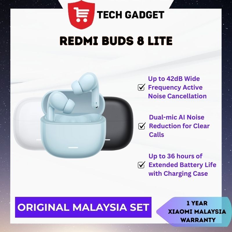 Redmi Buds 8 Lite | TWS | 42dB ANC | AI Noise Reduction | 36 Hours Battery | App EQ Setting | Large 