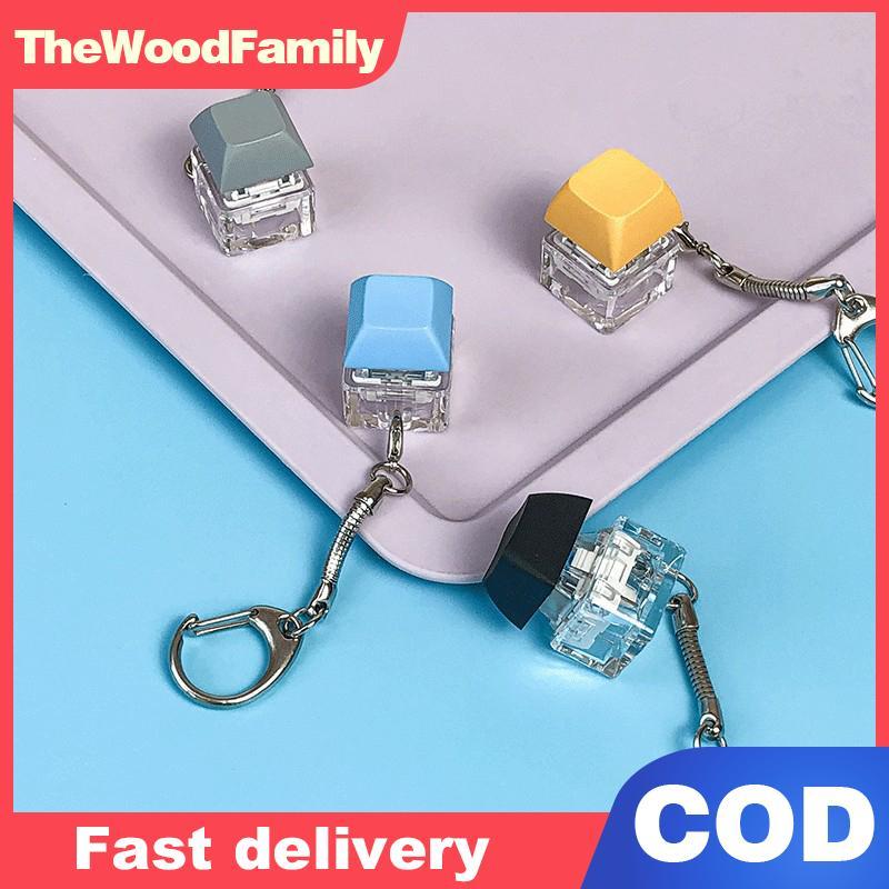 TheWoodFamily Merit +1 Muyu Dpression Keychain Mechanical Keyboard Button Keyring Fingertip Key Cap Pendant Antistress Toy MY
