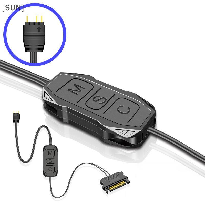 [SUN] ARGB Controller 5V 3pin To SATA Power Supply Mini RGB Controller 3PIN Hub For Computer Cpu Case Cool Fan LED Light Radiator null