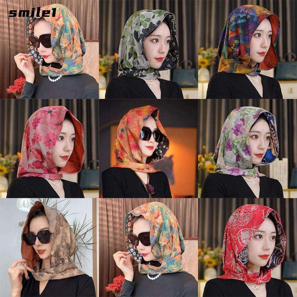 SMILE Women Turban, Sun-Resistant Breathable Hijab Cap,  Fashion Soft Scarves Cap Spring Summer