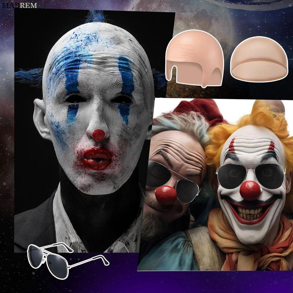 MABREM Bald Caps, Nylon Can Be Cut Bald Head Wig Cap, Hot Fashionable Costume Set for Halloween Party Cosplay