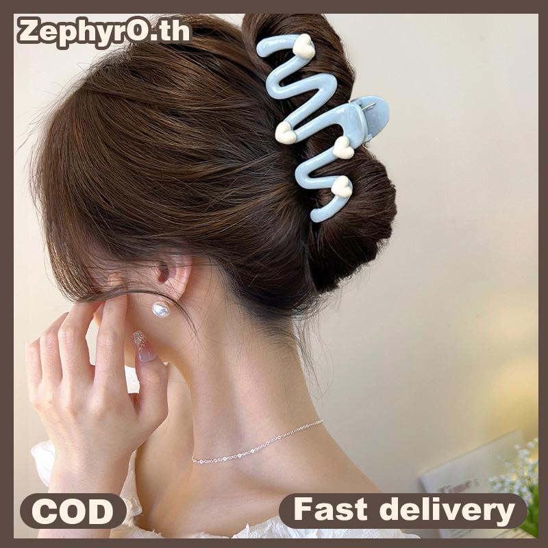 null Cute Simple Heart Wave Hair Clip Sweet Versatile Large Hair Clip For Women Girls Fashion Shark Clip Hair Accessories Gifts null