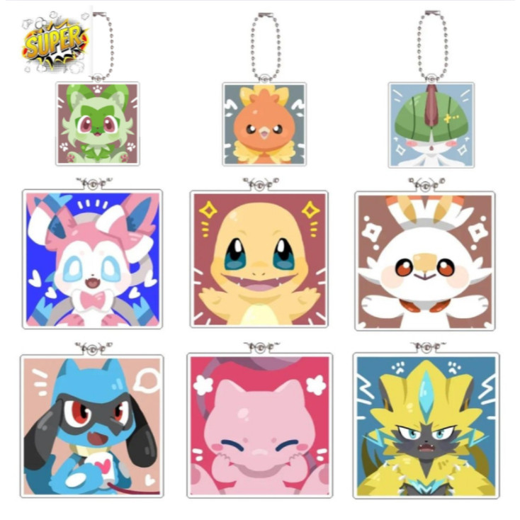Pokemon Qikachu Umbreon Charmander Self-Made Cartoon Acrylic Key Chain Backpack Accessories Pendant Anime