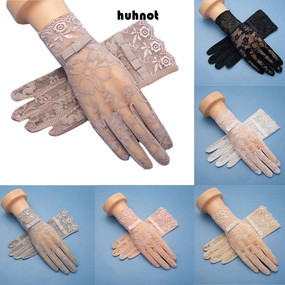 HUHNOT Mittens, Breathable Touch Screen Women Gloves, Fashion Thin Lace Anti-UV Non Slip Sunscreen Gloves Outdoor Riding