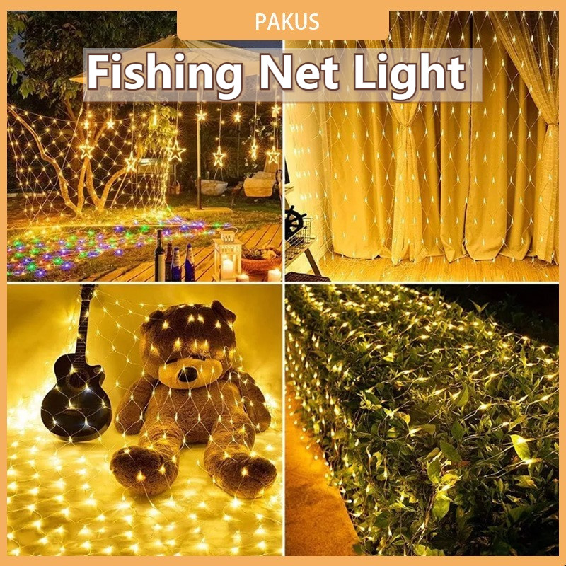 LED Net Light Waterproof 3mx2m Lampu Led Decoration Net Light Warna Warni Lampu Raya Fairy Light Fishnet Light