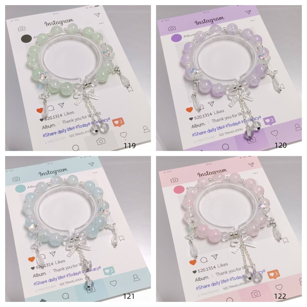 New summer style forest-themed bow tassel crystal bracelet, unique, sweet, high-value, memory foam steel ring, student jewelry, best friend gift.