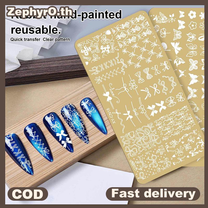 null 12x6cm Golden Rectangular Nail Stamping Plates Bowknot Butterfly Flower Cat Designs Nail Art Template For DIY Nail Decor Stencils Stainless Steel null