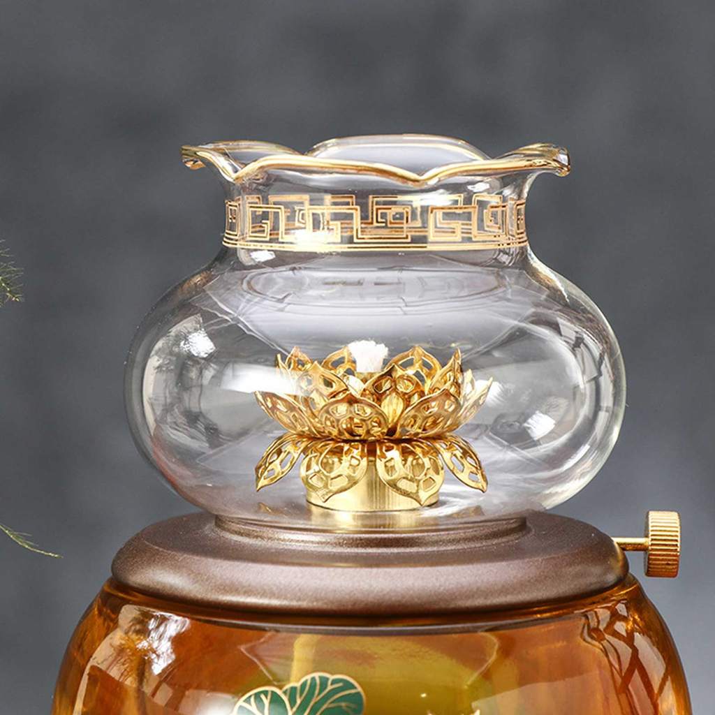 Mirror-Life Liquid Ghee Lamp - Wholesale Buddhist Oil Candles for Altar/Homes, Long-Burning Prayer Light, Handmade Temple Decor, Spiritual Meditation Supplies