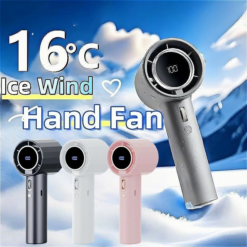 Kipas Mini Bateri Tahan Lama 100-speed Turbo Fan with LED Digital Display kipas portable Handheld Fan kipas murah type-C
