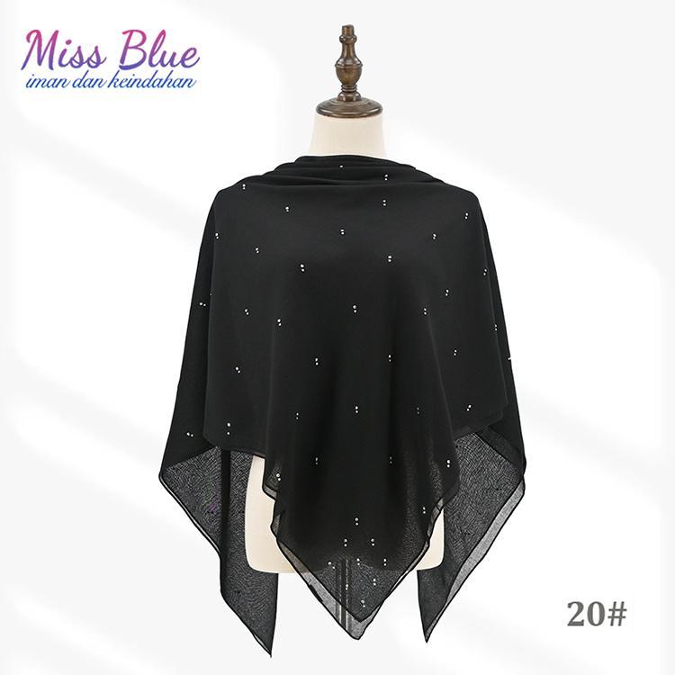 [ Miss Blue ] Bawal Cotton voile Batu Manik Tabur Cotton Voile Bidang 45 Scarf Hijab (ready stock)