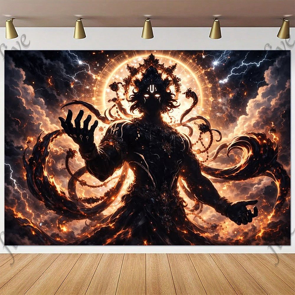 Kain gantung dinding, dewa Hindu, patung Buddha, agama, kepercayaan, sesuai untuk hiasan rumah, hiasan ruang [Y T]