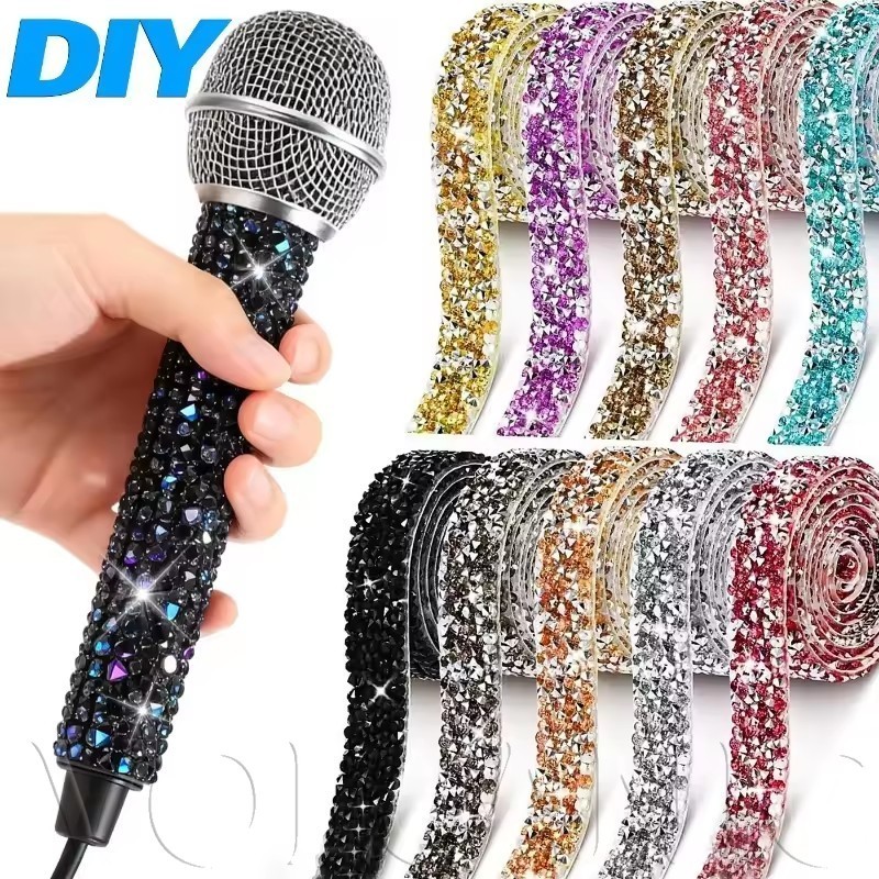 [Fast Shipping]Rhinestone Sticker Resin Material, Sparkling Diamond Effect with Multiple Colors, Easy to Trim for DIY Home Decor, Phone Case, Fashion Embellishment (1/2/3rolls)