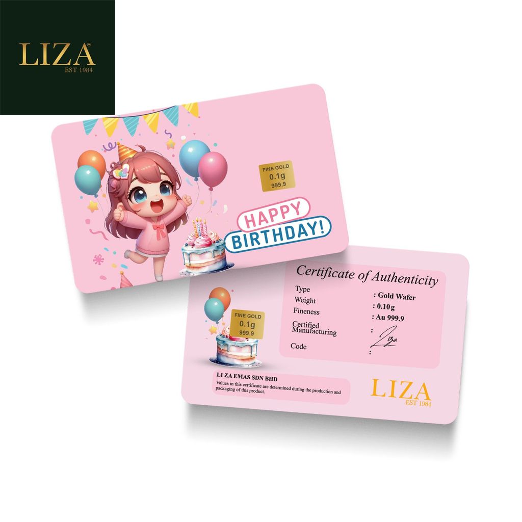 LIZA 0.10g 999.9 Gold Bar (Birthday Girl)