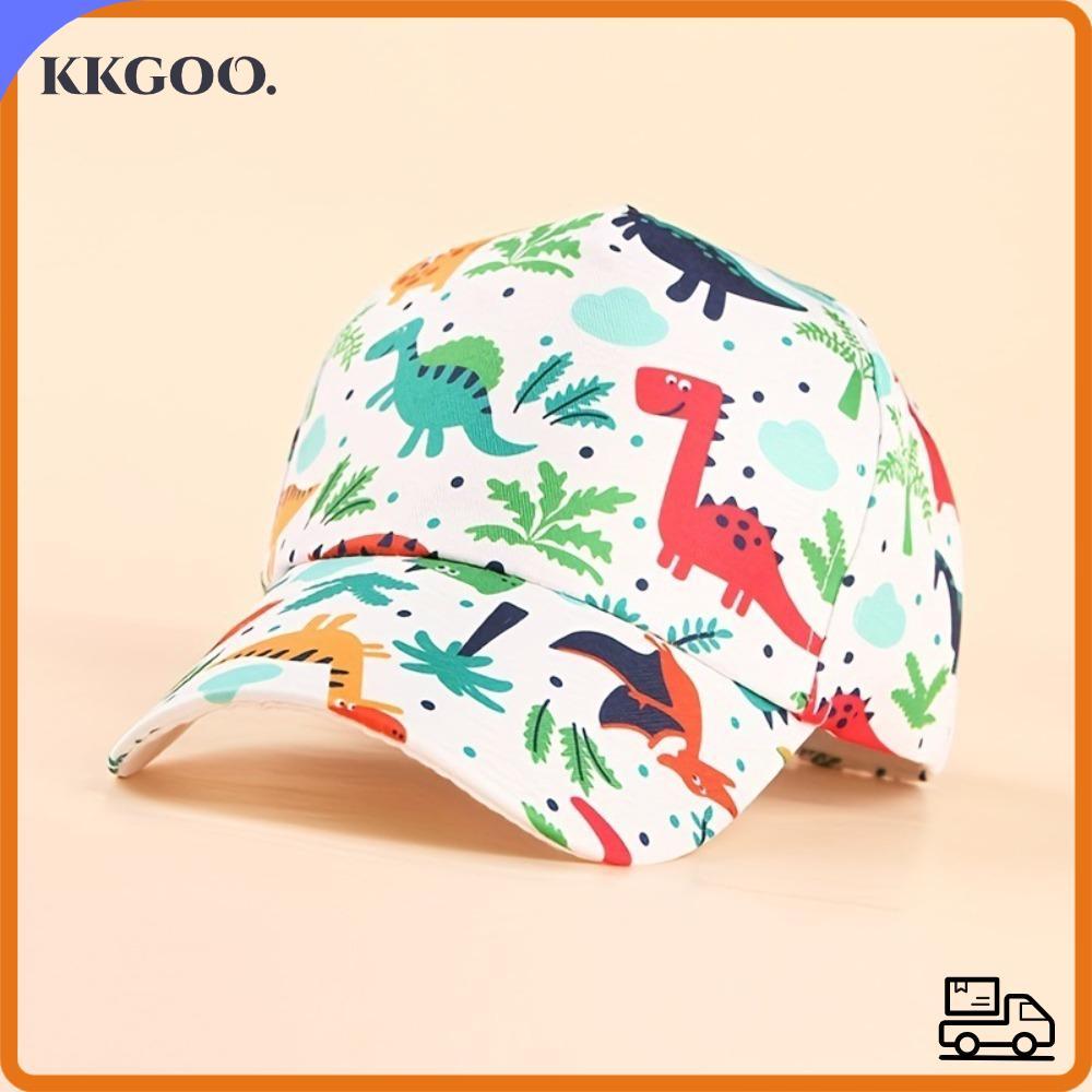 KKGOO Boys and Girls' Outdoor Sunshade Hats, Breathable Printing Dinosaur Children's Baseball Hat, Colorful Dacron Sunscreen Sunscreen Duck Tongue Cap Children