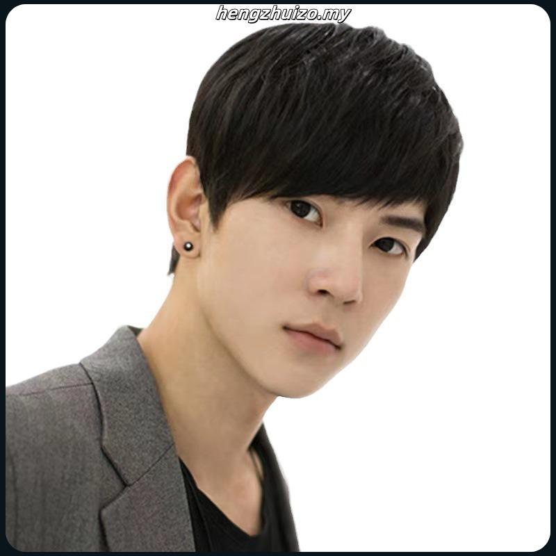 201 ** 50% Real Human Hair natural man short full wig topper Wig Toupee Hairpiece Balding natural men wig rambut palsu lelaki
