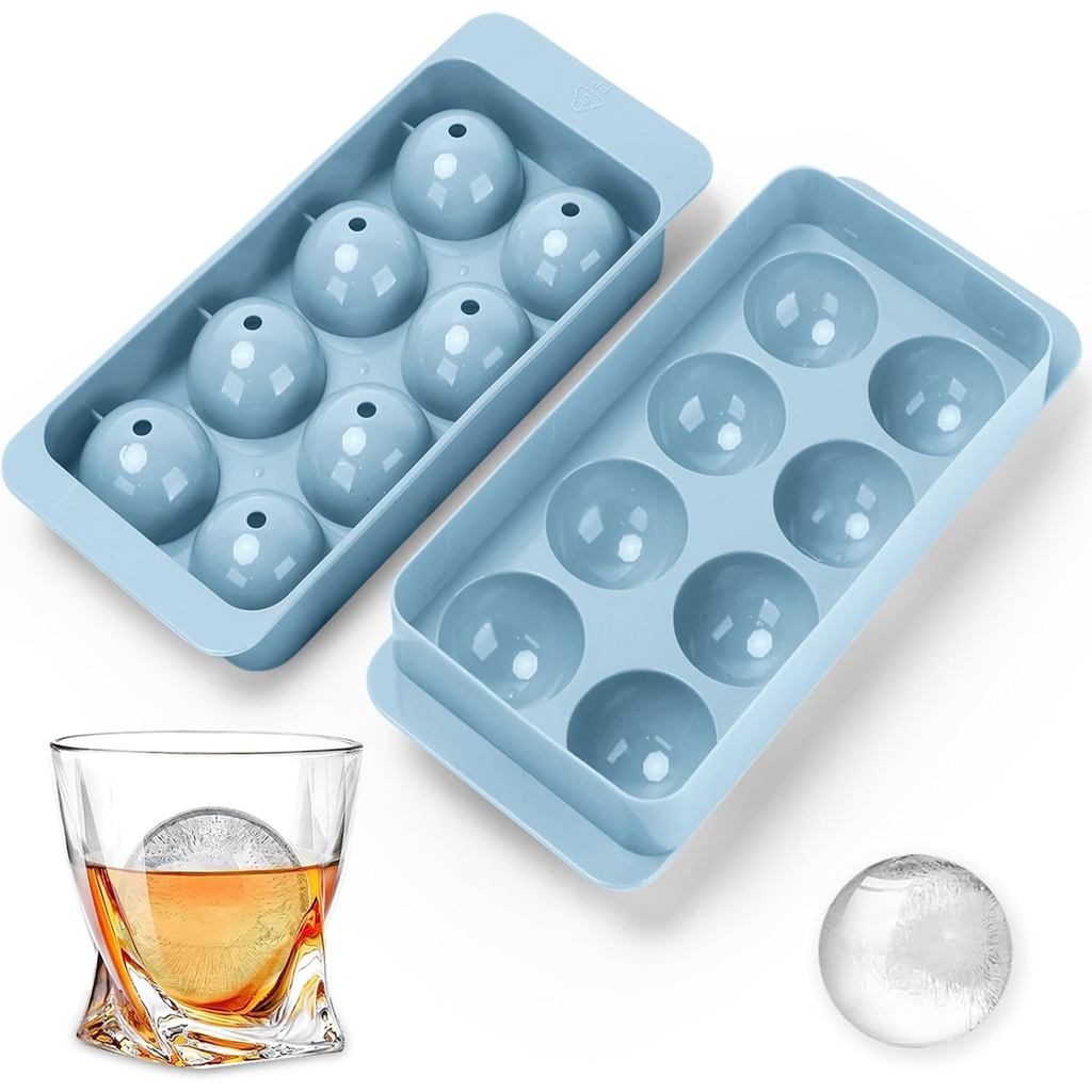 Bekas Ais Bulat untuk Peti Sejuk, 1.8 INCI x 8, Acuan Pembuat Bola Ais |   Acuan Ais Bulat, Acuan Ais Wiski, Dulang Ais Bulat dengan Penutup, Dulang Ais, Acuan Ais untuk Wiski, Koktel