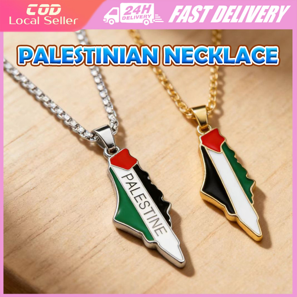 Palestine Flag Necklace Pendant Gold Silver Zinc Alloy Free Palestine Map Pendant Necklace for Women Men