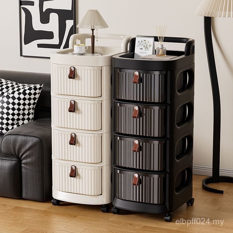 Floor Storage Trolley Multi-Layer Locker Storage Drawer Cabinet Mobile Cosmetics Snacks Household Storage Rack LXAJ