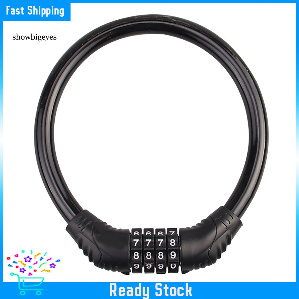 SGES 4 Digital Combination Password Cycling Security Bicycle Bike Cable Chain Lock