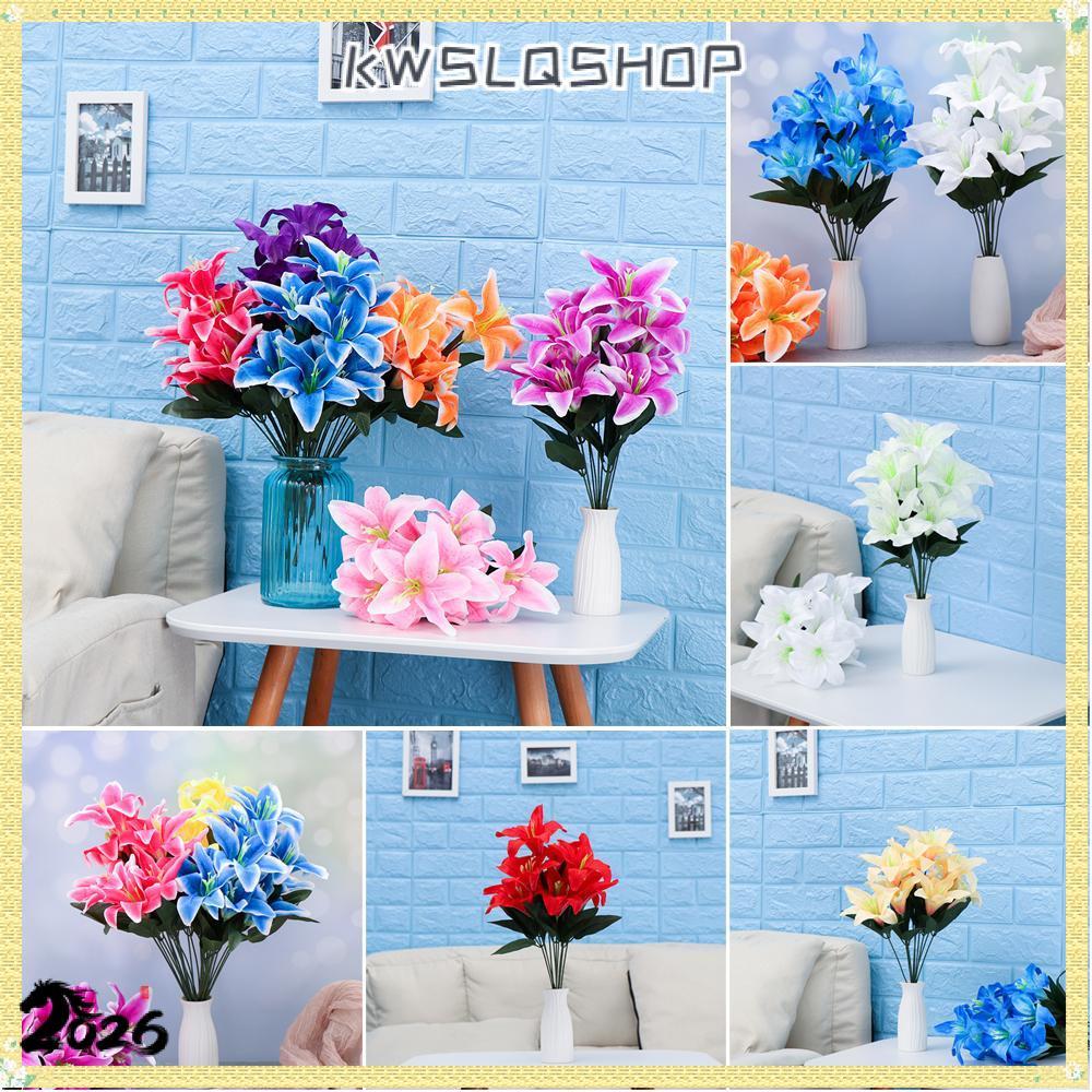 88KWSLQSHOP 10 Heads Artificial Flowers Colorful DIY Craft Home Accessories Lilies Bouquet