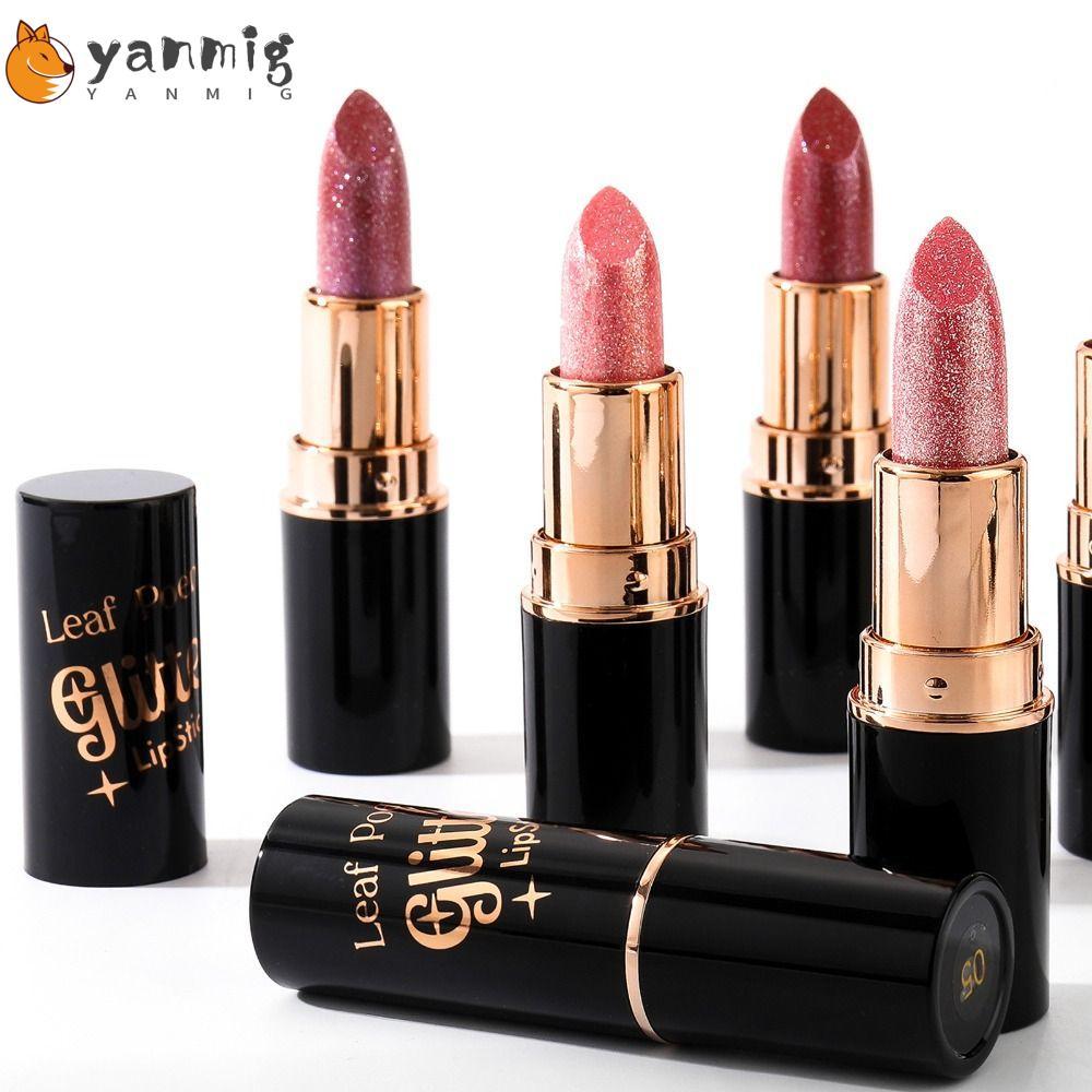 YANMIG Diamond Pearlescent Lipstick, Moisturizing Waterproof Glitter Metallic Lipstick, High Quality Lip Makeup Long Lasting 6 Colors  Lip Gloss Women