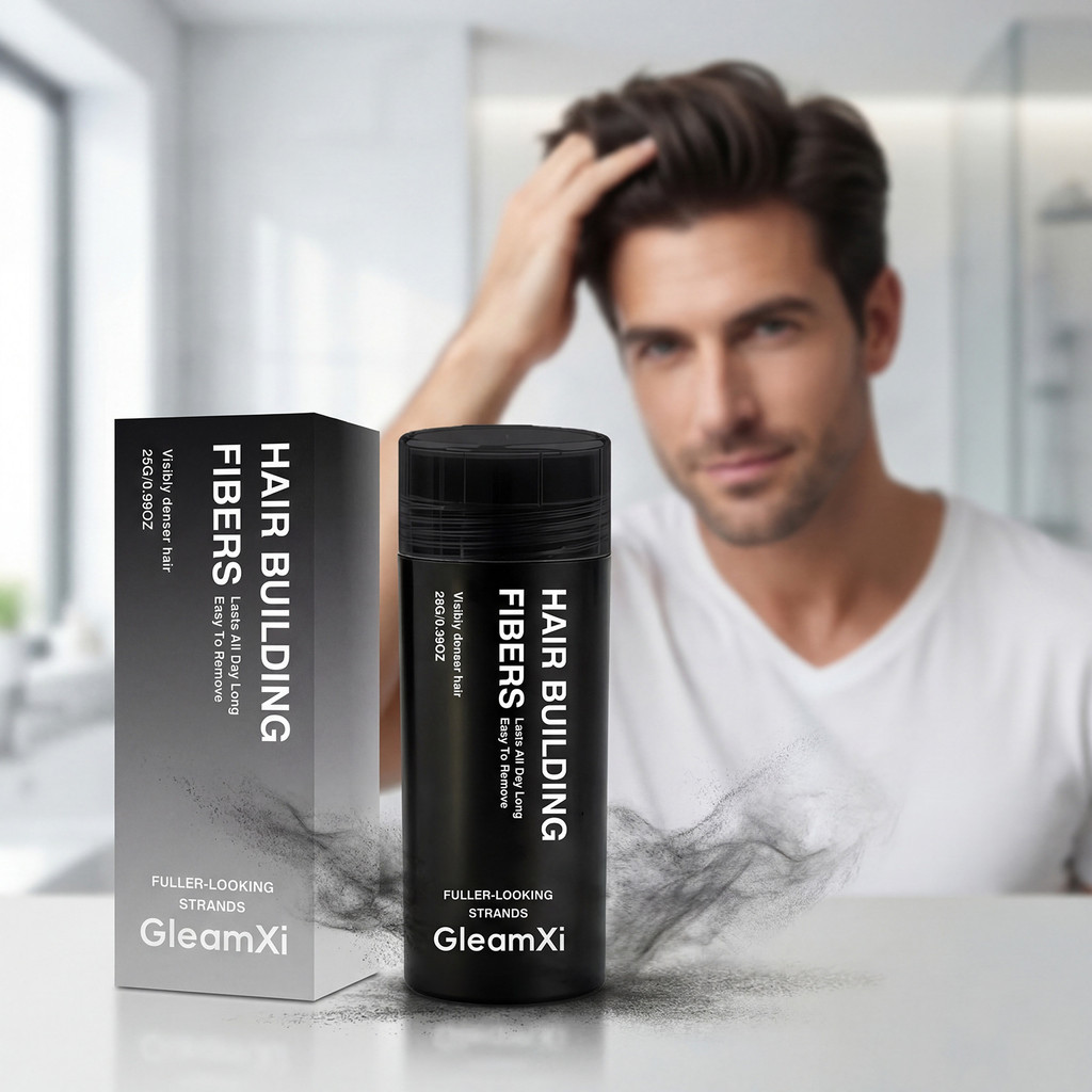Instant Hair Thickening Fibers Powder for Fuller Looking Hair - Matches Black/Dark Hair, Natural & Lightweight - 28g