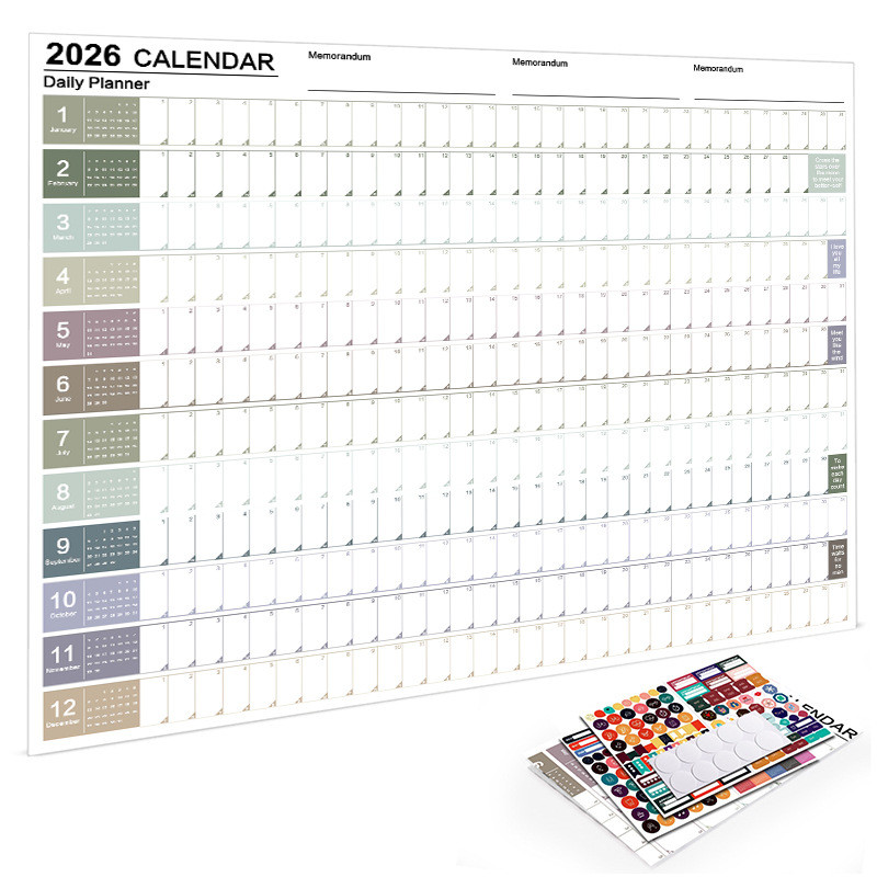Big Sale2026 Full Year English Calendar / Creative Minimalist Planner / Creative Planner / Wall Calendar / Christmas Gift / Personalized Tags 创意简约计划表
