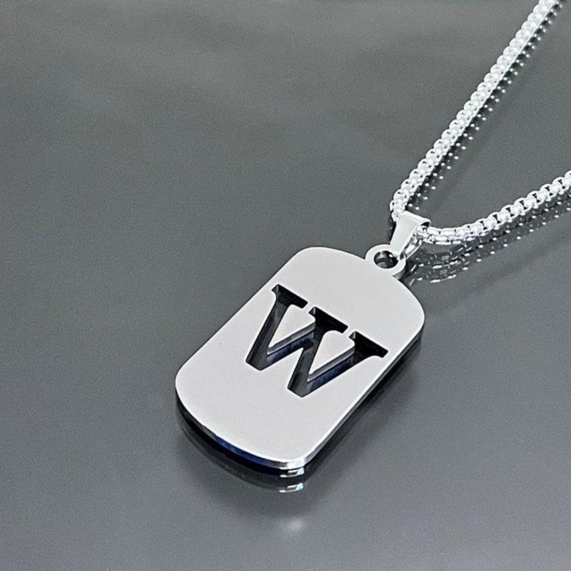 English Initial Necklace Personalized with 26 Letters Unique Titanium Steel Pendant Silver Fashion Jewelry Gift for Women Daily Accessory Story Charm
