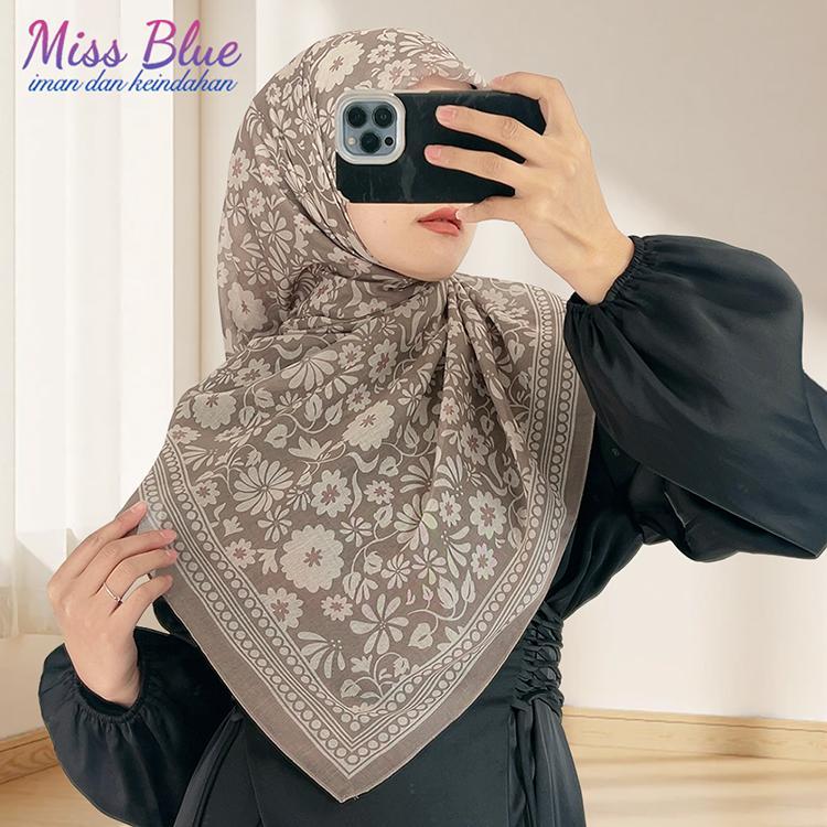 [ Miss Blue ] New Design Bawal Scarf Cotton voile Headband Bidang 46 digital Printed Scarf Hijab (ready stock)