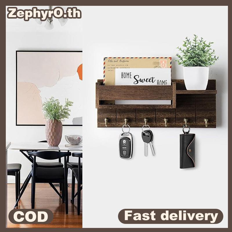null Wall-mounted Key Ra With Hooks Wooden Storage Ra For Entryway Kitchen And Living Room null